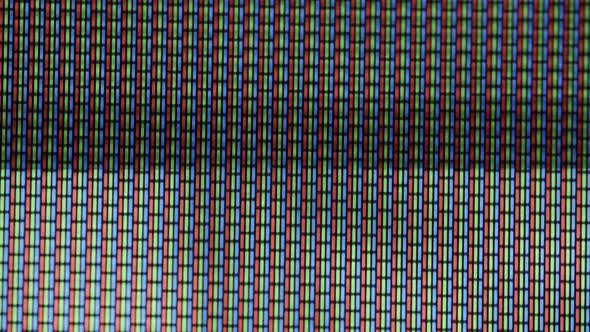 Close-Up Of CRT TV Screen With Distorted Video And Static Noise ...