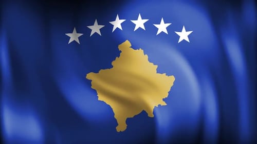 Waving Flag of Kosovo Seamless Loop Animation