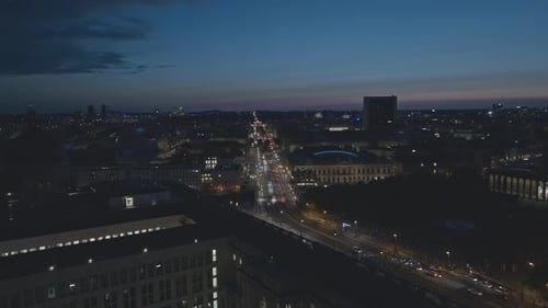 Aerial view of Berlin city centre (Berliner Mitte ) at night , Germany