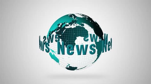 Вращающийся земной шар со знаком «Новости»