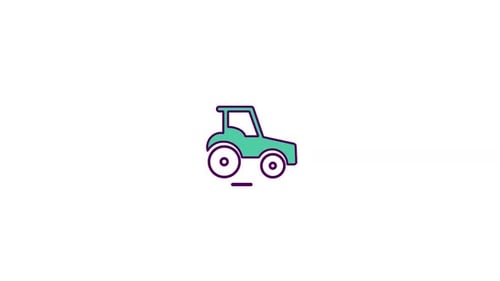 Animated Flat Design Tractor Icon Loop