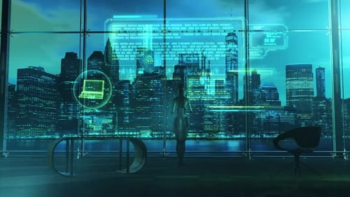 Szene aus der Zukunft, Der Roboter arbeitet im Büro HD