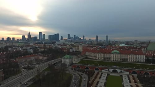 Panoramic Aerial View of the Modern Skyscrapers and Business Center in Warsaw