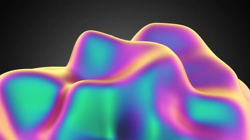 Amazing moving shiny colorful organic object abstract on dark black background. Motion loop.