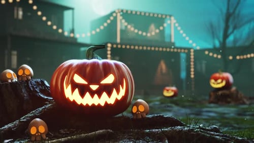 Scary Halloween Jack O' Lantern Background on Loop