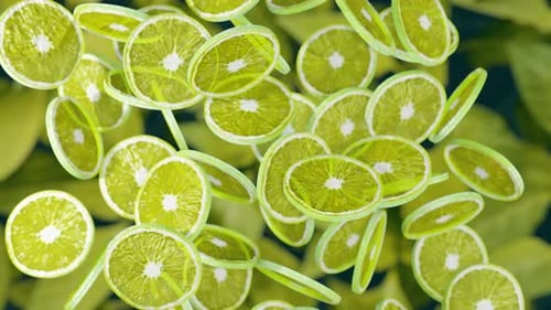 Dynamic Falling Lime Slices Refreshing Natural Motion