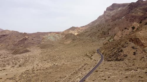 Desert Road Through Mountains, Aerial View