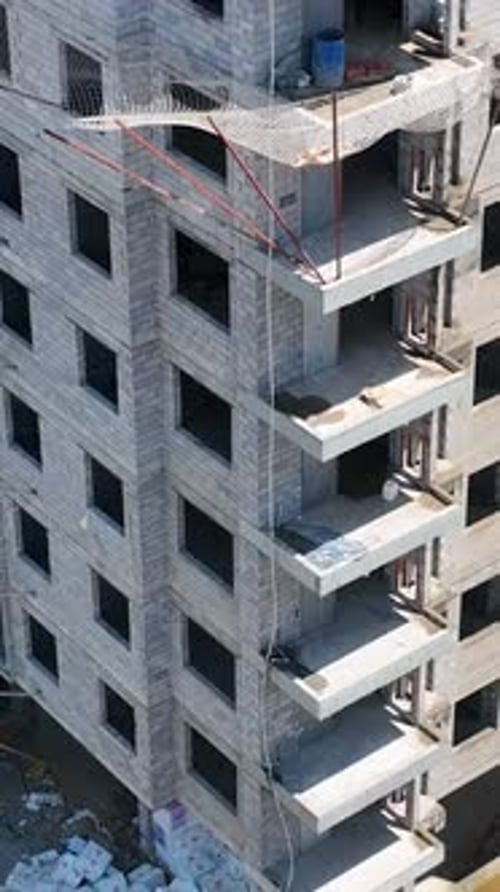 Vertical Video Aerial View Construction Site Work on Site