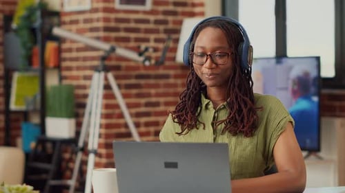 Woman Chatting on Video Call With Laptop