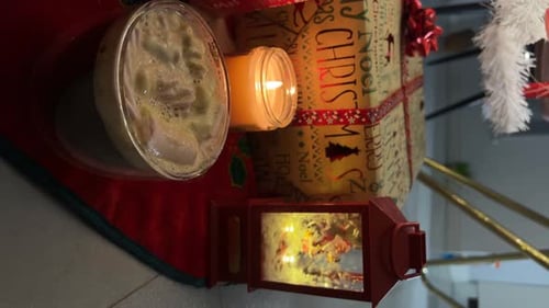 Festive Christmas Still Life with Gifts and Cocoa