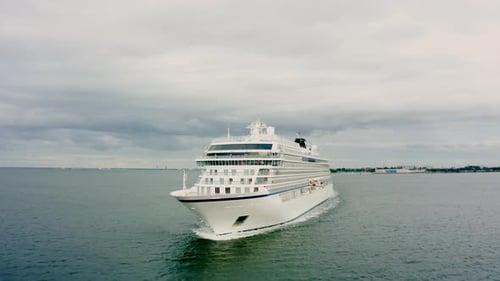 Big Cruise Liner Aerial View