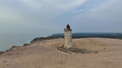 Vue aérienne du phare de Rubjerg Knude, Danemark.