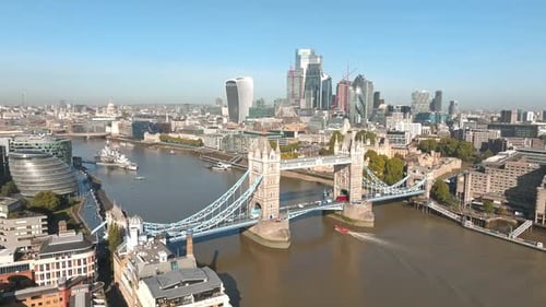 Iconic Tower Bridge Connecting London with Southwark on the Thames River