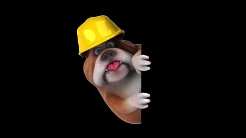 Fun 3D cartoon dog with a helmet (with alpha channel)