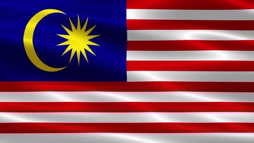 Waving Malaysian Flag Seamless Loop Background Animation