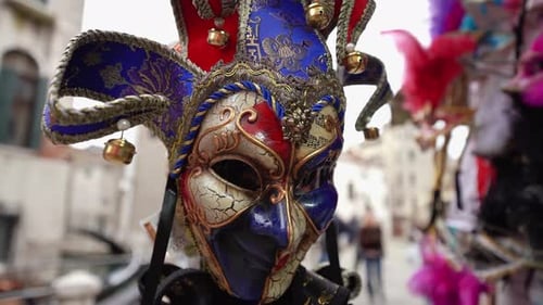 Elaborate Venetian Mask for Sale on City Street
