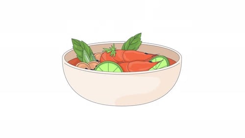 Animated Flat Design Food Ingredients Dropping into a Bowl