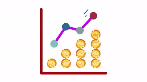 Animated Business Growth Chart with Stacking Coins and Line Graph