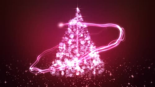 Sparkling Christmas Tree with Glowing Light Trails Animation