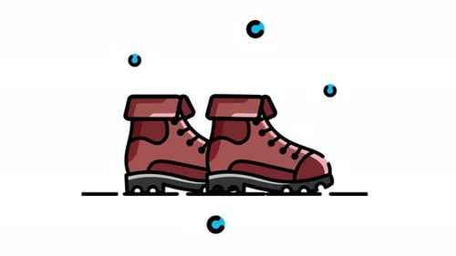 Flat Design Animation of Hiking Boots