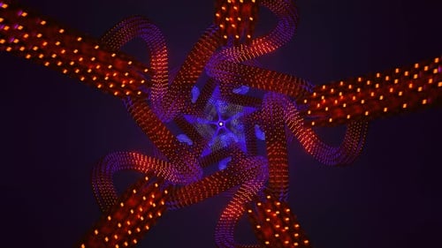 Abstract VJ Loop With Pulsating Neon Light And Rotating Shapes