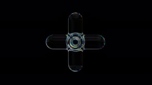 3d Transparent Rotating Glossy Cross with Dispersion Effect Rainbow Colors Reflection Glass 3d