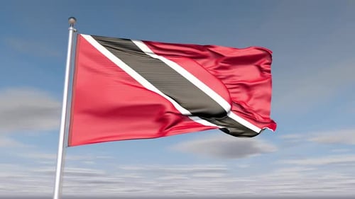Trinidad and Tobago National Flag Waving in Realistic 3D