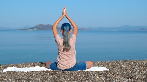 Lotus Teen Yoga From Back on Beach