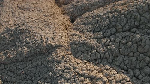 Aerial View of Dry Cracked Desert Ground