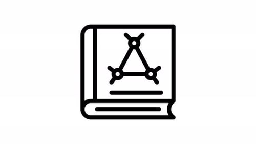 Minimalist Animated Book Icon Featuring Geometric Diagram