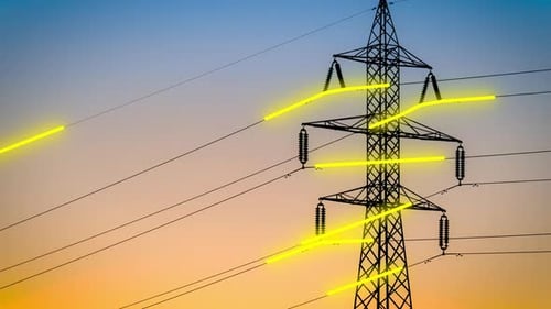 Glowing Energy Flowing Through Modern Power Transmission Lines
