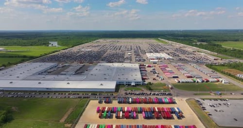 Automotive Industry Import or Export of New Cars at Production Factory Warehouse Vehicles for Sale