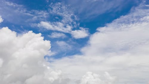 moving cloud on sunny day, time lapse clear blue sky and beautiful cloud