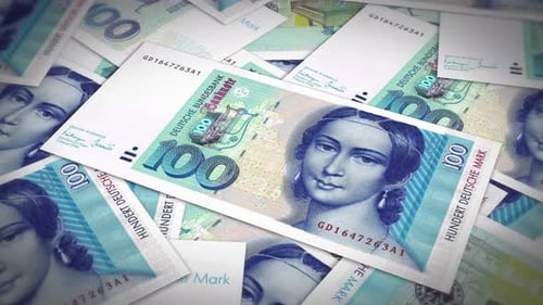 Falling German Mark Banknotes Loop Animation