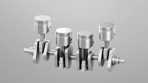 Animated Crankshaft with Pistons Engine Mechanism Loop