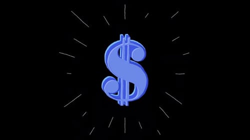 Animated Dollar Sign Symbol with Shimmering Glow