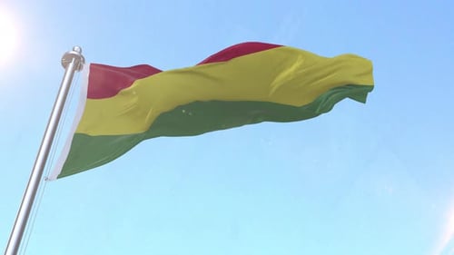 Realistic Waving Flag Animation Against Blue Sky