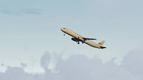 Passenger Jet Airplane Taking Off Through Dynamic Sky