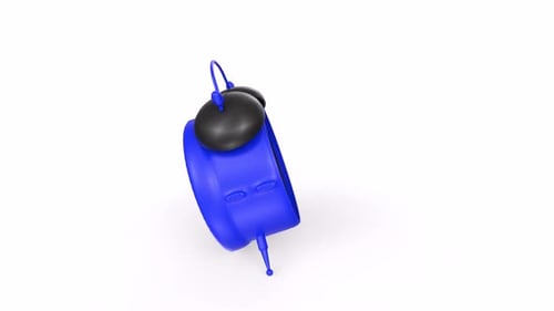 Blue Alarm clock 3d object rotating loop