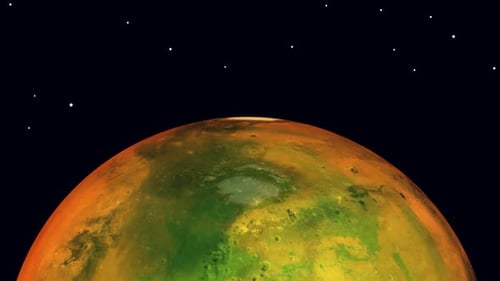 Grüner Marsplanet, animiert mit Globusweltraum.448