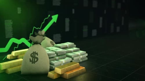 Money Bag Cash Gold Financial Growth Wealth Concept 3D Animation
