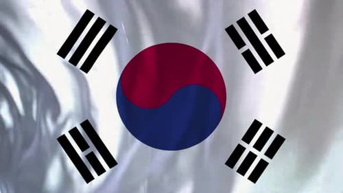 South Korean National Flag Waving in the Wind