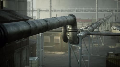 Oil and Gas Industrial Zone with Equipment of Oil Refining