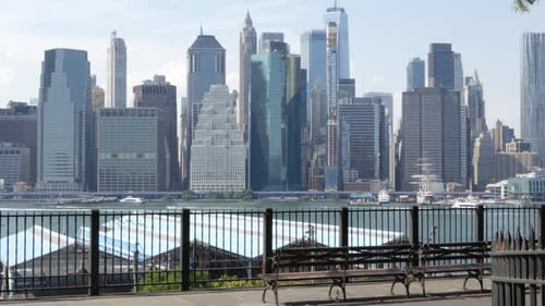 New York City Manhattan Downtown Financial District Skyline World Trade Center Brooklyn USA