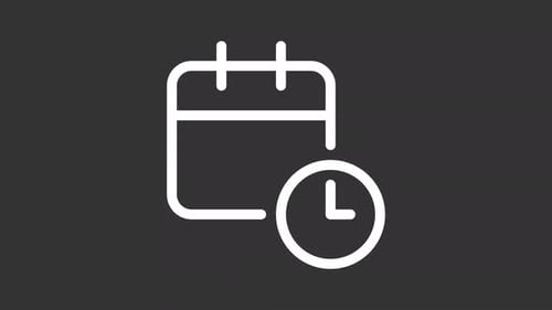 Icône de gestion du temps, animation en ligne blanche