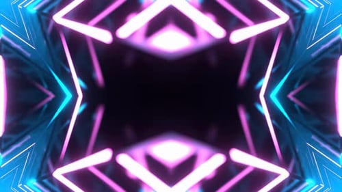 Cyan And Pink Motion Light Blurred Symmetrical Neon Background Vj Loop In 4K