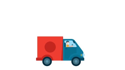 Flat Design Animation of a Delivery Truck Moving