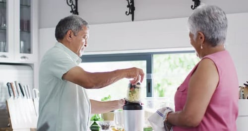 Senior Couple Making a Healthy Smoothie Together