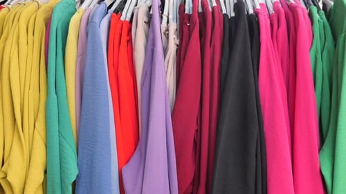 Close Up of Many Women Cloths Display for Sale