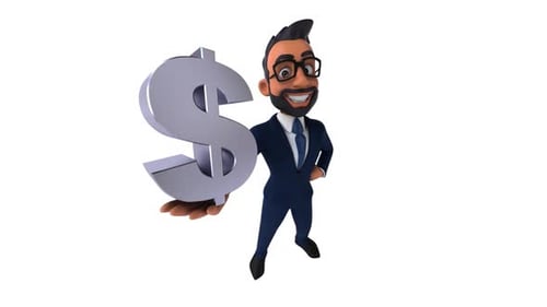 3D Animated Businessman with Rotating Dollar Symbol